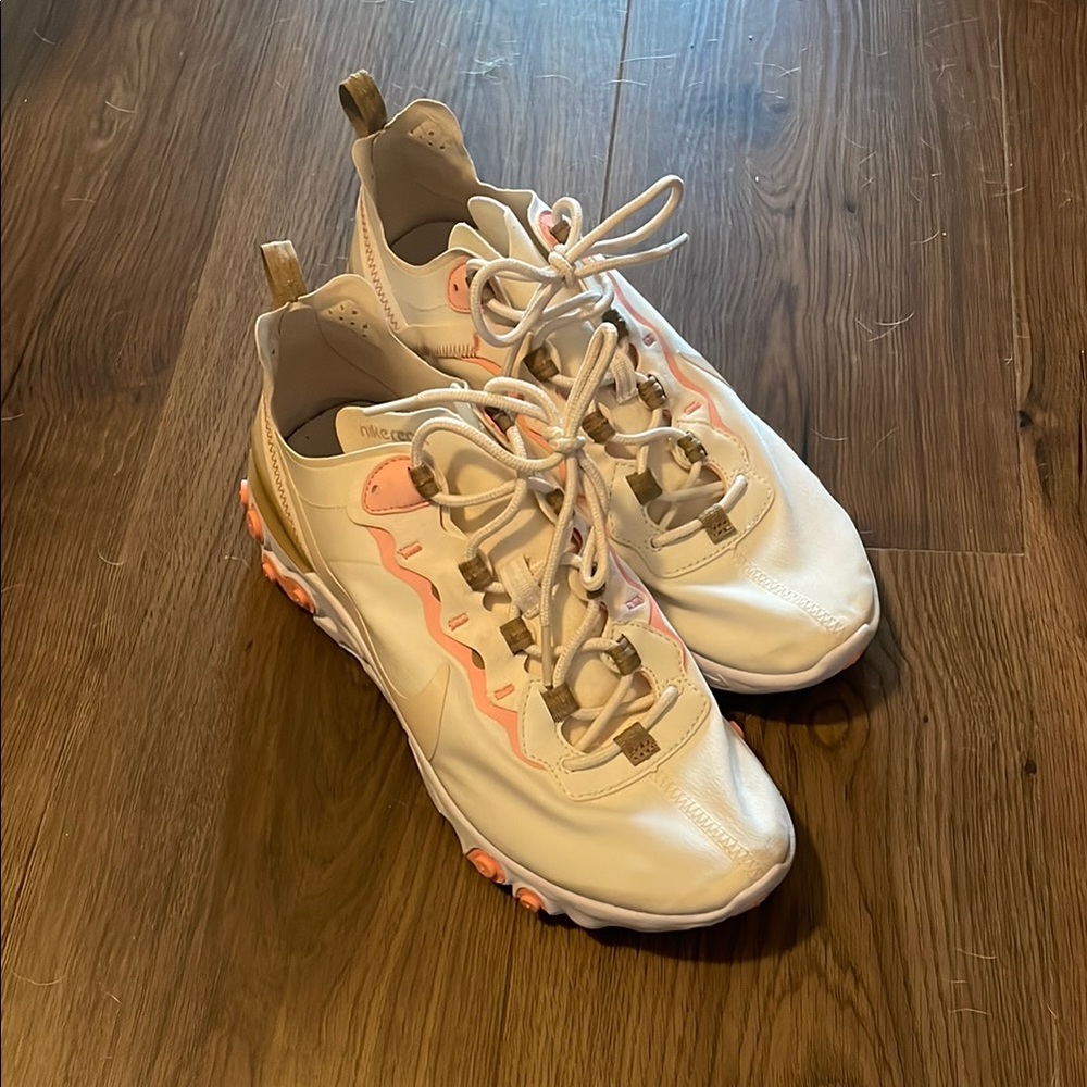 Nike Women's React Sneakers in Cream and Pink